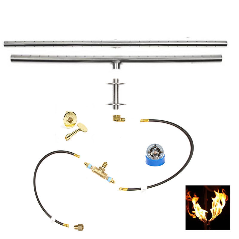 T24K++: Complete DELUXE PRE-PLUMBED GAS Fire Pit Kit and 24
