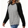thumbnail image 7 of VBVC Women's Striped Raglan Sleeve Long Sleeve Top , Ladies' Color Block Crew Neck Shirt , Casual Baseball Tee Pullover For Women, S-2XL, 7 of 7