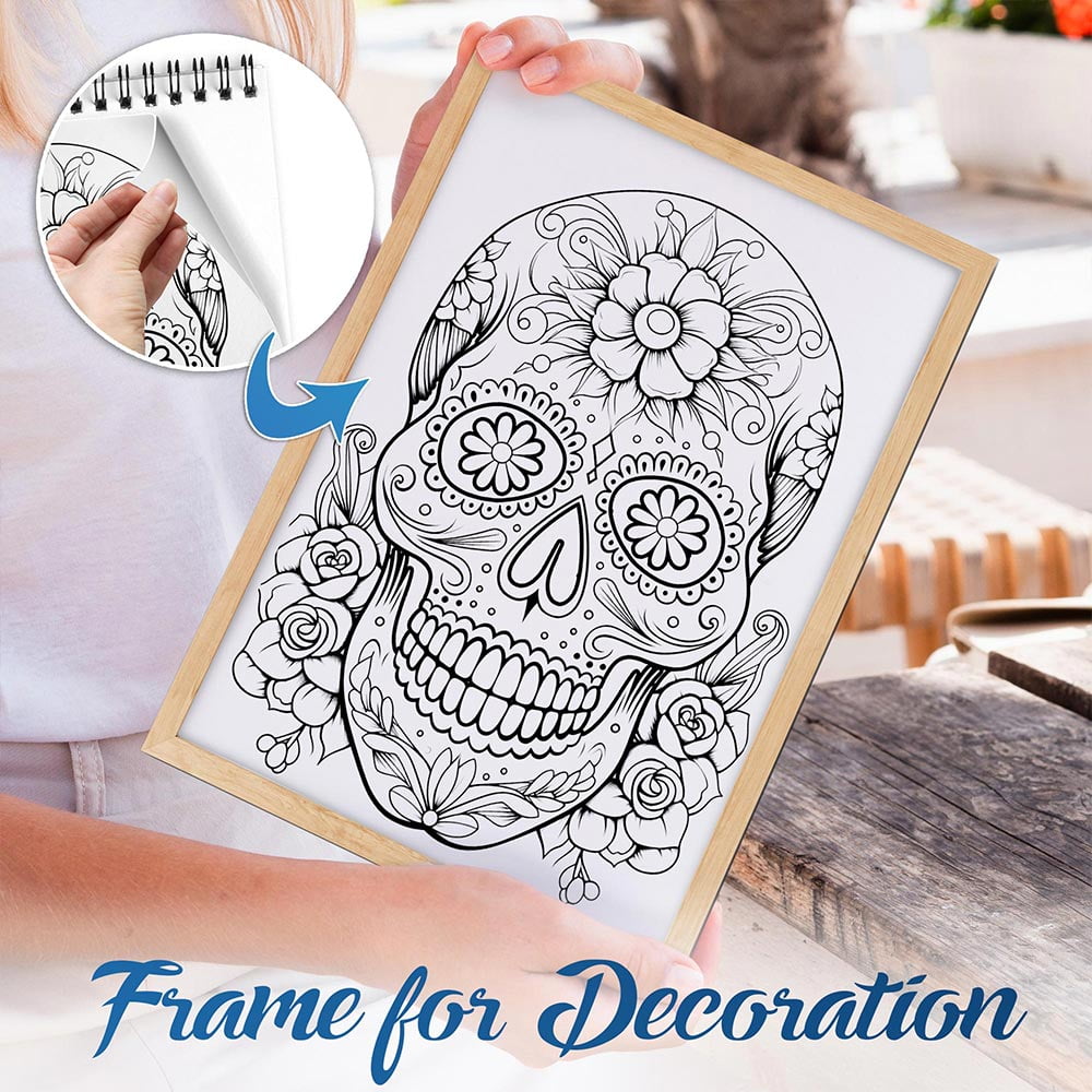 NETHOUSE Sugar Skull Coloring Book For Adults Relaxation & Stress Relief, 30 Coloring Pages of Sugar Skulls, Vibrant Day of the Dead Designs, Floral Patterns, and Festive Skull Art