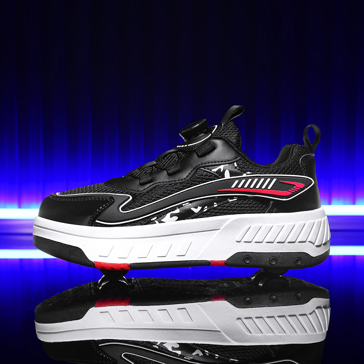 OnyxTrek LED Roller Skate Shoes for Kids Boys Girls Light Up Roller Sneakers with Detachable Wheels Rechargeable Flashing Wheeled Shoes