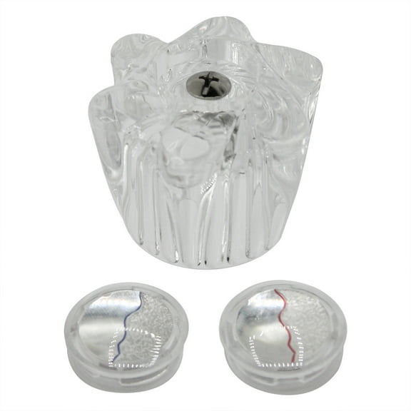 Thrifco 4401486 Price Pfister Small Current Windsor Tub Shower Faucet Handle - Clear Acrylic with Hot/Cold Buttons