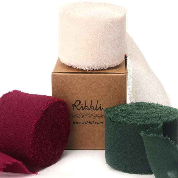 Cinta decorativa Ribbli, 3 rollos de seda de chifón de 1.5 x 27 m