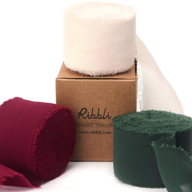 Cinta decorativa Ribbli, 3 rollos de seda de chifón de 1.5 x 27 m