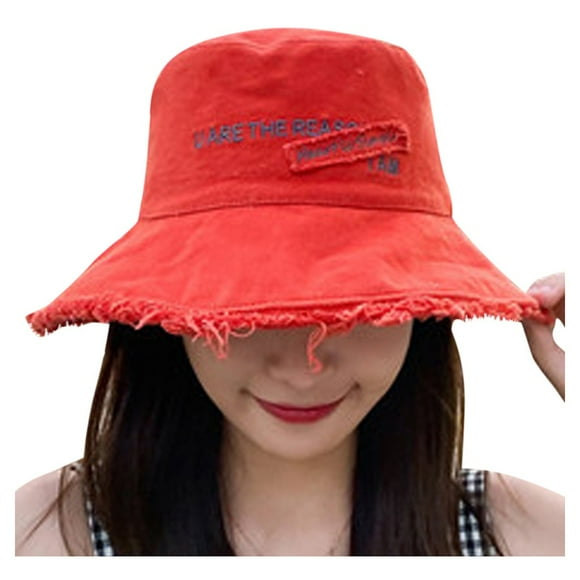 Outfmvch Beanie Hat Fashion Lady Casual Cap Women Sun Denim Hat Elegant Beach Hat Fisherman Hat Winter Hat Red One Size