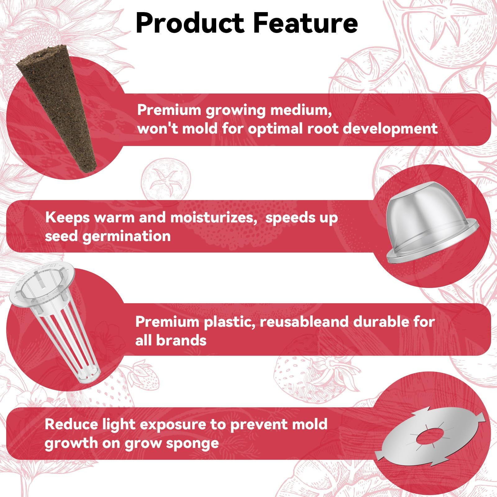inbloom Fruit Seed Pod Kit for AeroGarden, Ahopegarden Hydroponics Growing System, 12Pods (350 Seeds+, Include Red Cherry Tomato, Golden Cherry Tomato, White Strawberry, and Red Strawberry)
