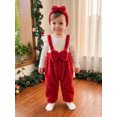 thumbnail image 4 of Cjfdfy Newborn Girl Christmas Fall Outfit Christmas Bow Plush Patchwork Jumpsuit Long Sleeve Ribbed Romper With Bow Headband Cute My First Christmas Fall Winter Outfit, 4 of 9