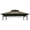 8 x 5 Grill BBQ Gazebo Double Tiered Replacement Canopy Roof Outdoor Barbecue Gazebo Tent Roof Top (Khaki)
