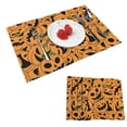 thumbnail image 1 of DouZhe Ensemble de 4 Sets de Table en Polyester, Motif Gribouillis Halloween Jack-O'-Lantern Résistant à la Chaleur pour Table à Manger, 12 Pouces x 18 Pouces, 1 of 6