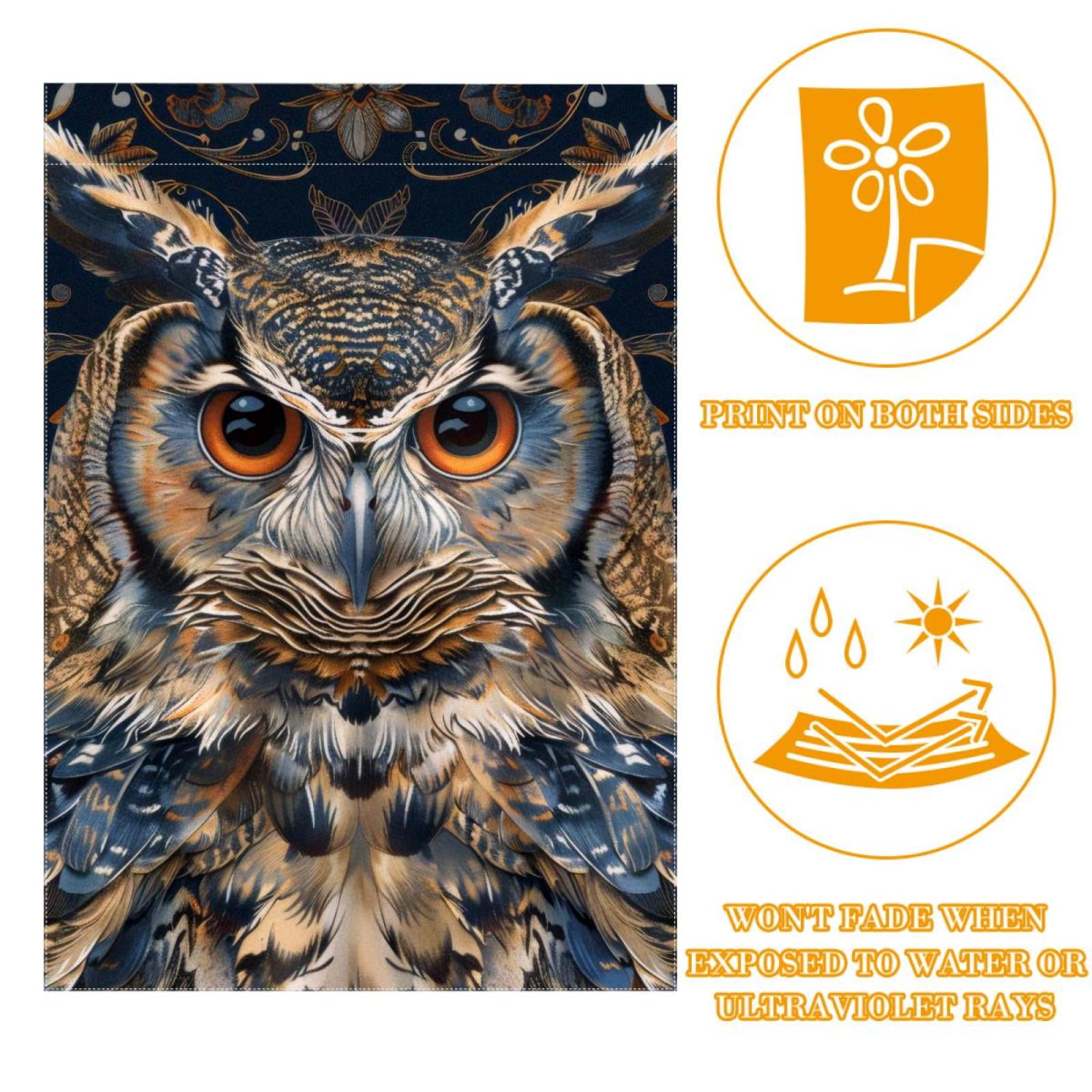 Welcome Aesthetic Owl Art Pattern Garden Flag, Vertical Double Sided Small House Flag, Yard Farmhouse Outdoor Deck Veranda Lawn Decor 28x40 Inch