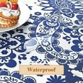 thumbnail image 3 of Sevenstars Spring Floral Bohemian Tablecloth Blue Paisley Table Cloth Round Table Cover for Dinner, Outdoor, 60 inch, 3 of 5