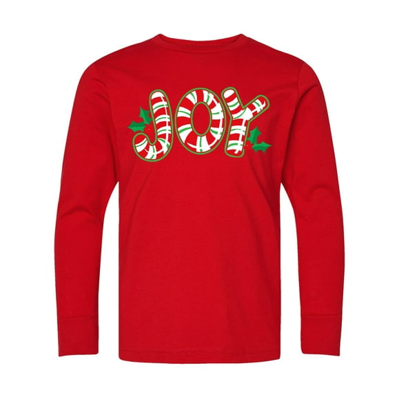 Inktastic Candy Cane Joy Long Sleeve Youth T-Shirt