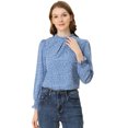 thumbnail image 1 of INSPIRE CHIC Blouse à Imprimé Floral pour Femmes, Col Montant à Volants, Smockée, Manches Longues, 1 of 6