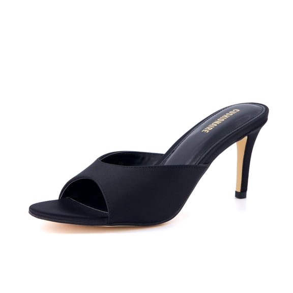 Cushionaire Elle Pointed Heel Womens Sandal, Open Toe Heeled Mule with Cushioned Memory and Stiletto Design