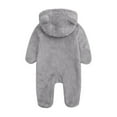 thumbnail image 2 of Kovlvoll Newborn Baby Clothes Winter Fuzzy Rompers Zip up Long Sleeved Hooded Fleece Lined Warm Infant Boy Girl Footed Jumpsuit, 2 of 3
