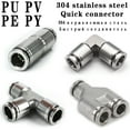 thumbnail image 3 of 1 pieza PU PV PE PY PY 304 Acoplamiento rápido neumático de metal de acero inoxidable 4 6 8 10 12 14 16mm Acoplamiento rápido de tubería de aire de alta presión, 3 of 8
