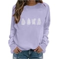 thumbnail image 3 of Yanchicy Womens Crew Neck Sweatshirt Long Sleeve Pullover Tops Thin Fleece Rhinestone Ghost Graphic Soft Loose Fall Halloween Clothes Spooky Season Outfit, 3 of 6