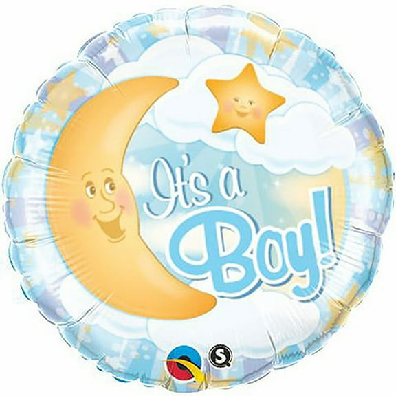 18 inch It's A Boy Celestial Blue Qualatex Foil Mylar Balloon - Party Supplies Decorations