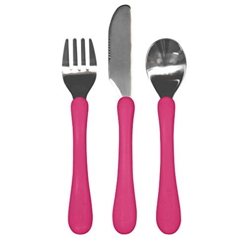green sprouts Learning Cutlery Set | Helps Toddler Develop Independent Eating Skills | Designed for Small Hands, Contoured Handles for Easy gripping, Safety Edge on Knife, Dishwasher Safe