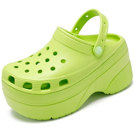 

CERYTHRINA Platform Garden Clogs for Women Height Heels Mules 4 inches Female Slippers Green 37