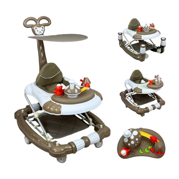Andadera para Bebés The Baby Shop con Tapete Bastón y Toldo Café -