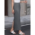 thumbnail image 4 of DARING DIVA Women's Solid Color Back Slit Business Long Pencil Skirt X-Small Grey, 4 of 6