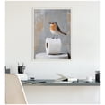 thumbnail image 3 of Kate and Laurel Bird Standing on Toilet Paper Roll Toilet Bathroom Art Framed Canvas Wall Art by The Creative Bunch Studio 18 x 24 Sylvie Beaded White, Modern, Animals, Bathroom Art for Wall Decor,, 3 of 8