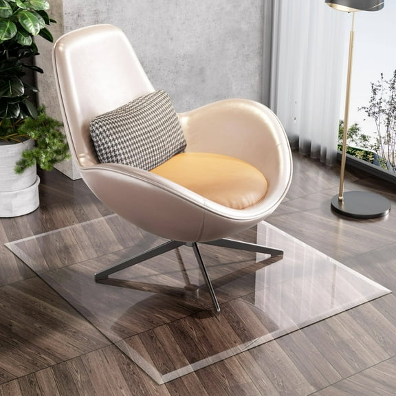 Hasipu 47“ x 40” Clear Tempered Glass Chair Mat for Carpet & Hardwood Floors, Beveled Edge Office Chair Mat, Glides Smoothly