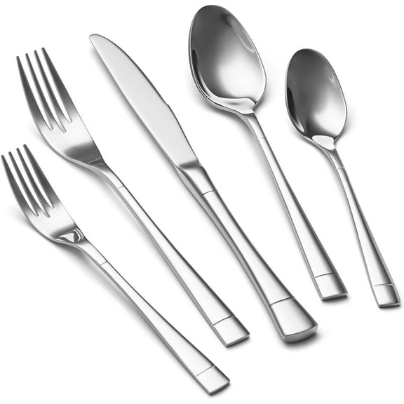 Heavy Duty Silverware Set for 8, 40-Piece 18/10 Stainless Steel Flatware Set, Mirror Polished Cutlery Modern Kitchen Eating Utensil Durable Tableware Included Knife Fork Spoon, Dishwasher Safe