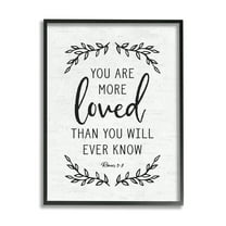 Stupell Industries You Are Loved Bible Verse Scripture Religious Quote Graphic Art Black Framed Art Print Wall Art, Design by Lettered and Lined