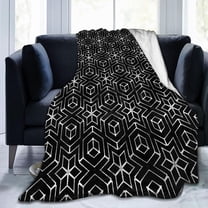 Black and White Throw Blanket for Bed Couch Geometric Pattern Cozy Soft Fleece Blanket Flannel Comfy Warm Blankets for Winter Teens Men Women Microfiber Lightweight Decorative Blanket 50x60 Inches