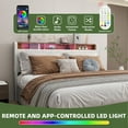 thumbnail image 4 of Dextrus King Size Storage Bed Frame, Platform Bed with Upholstered Headboard, LED Light, Charging Station, and 4 Drawers, No Box Spring Needed - Beige, 4 of 9