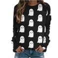 thumbnail image 1 of Rbaofujie Chandails pour Femmes Mode Tendance Manches Longues Col Rond Imprimé Halloween Chandail en Molleton Noir Automne Chandails à Capuchon pour Femmes, 1 of 5