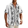 thumbnail image 5 of Havenx Men's Dress Shirt Short Sleeve Floral Print Shirt Button Down Collared Blouse Hawaiian Casual Stylish Beach Summer Wear,White L, 5 of 5