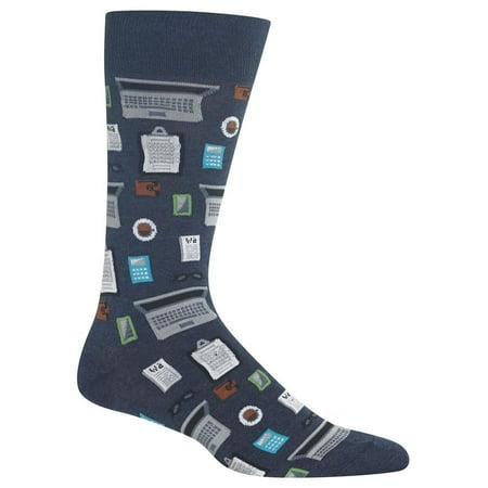Hot Sox Men's Accountant Socks, Denim, Large