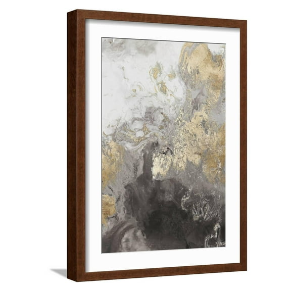Art.com Ocean Splash II Grey Version Art Print by PI Studio, Brown Frame Wall Art, 17" x 23"