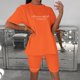 thumbnail image 3 of MKLEKYY Conjunto De Pantalones Cortos Casuales Holgados Con Estampado De Letras Para Mujer, Top De Manga Corta Y Pantalones Con Cordón, 3 of 4