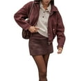 thumbnail image 2 of Chaqueta de Solapa de Larga para Mujer, Abrigo de Ante Holgado Informal de Moda para , Otoño e Invierno Marrón L, 2 of 9