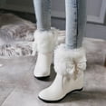 thumbnail image 2 of Dpityserensio Women Solid Color Faux Fur Wedge Heel Round Toe Zip Ankle Boots Fashion Footwear, 2 of 7