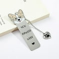 thumbnail image 3 of Corgi Bichon Dog Reading Bookmark - Cute Stainless Steel with Tassel Bookmarks for Dog Loving Lady Dog Loving Bookworm Retirement Back to School Reading Gift for Elder Leader Friend, 3 of 17
