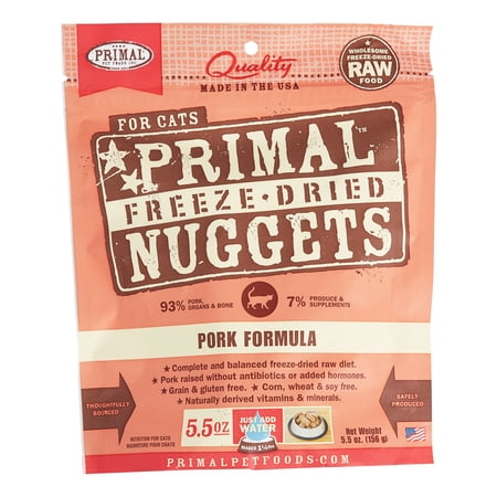 Primal Pet Foods Nuggets Grain-Free Pork Formula Freeze Dried Cat Food  5.5 oz