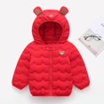 thumbnail image 3 of GYRATEDREAM Toddler Baby Boy Girl Hooded Puffer Jacket Lightweight Warm Comfy Packable Down Jacket Coat Little Kids Autumn Winter Outwear Clothes Red for 1-5Y, 3 of 7
