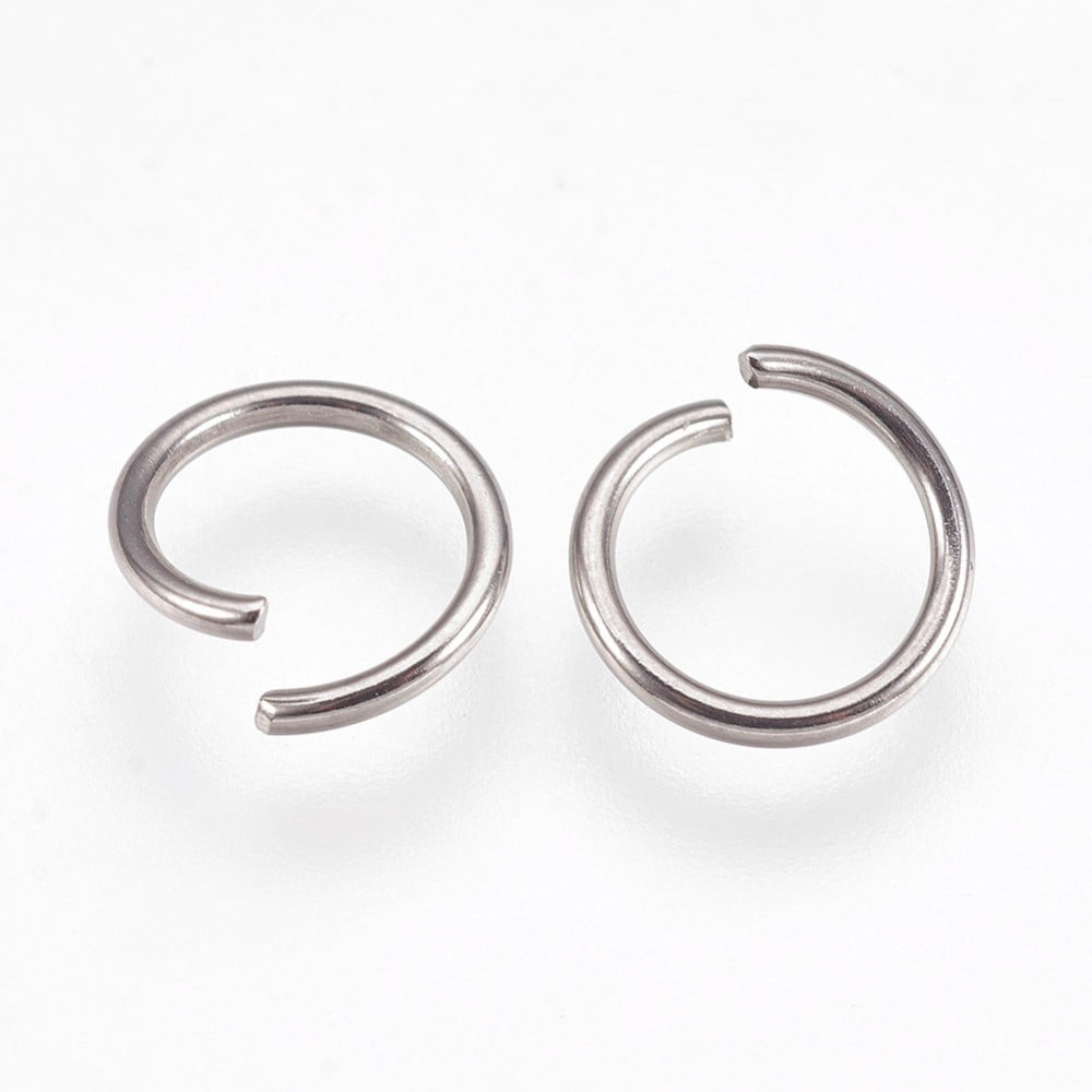 Resistant 304 Stainless Steel Open Jump Rings Round Stainless Steel Color 10x1mm 18 Gauge Inner Diameter: 7.5mm 2000pcs/bag