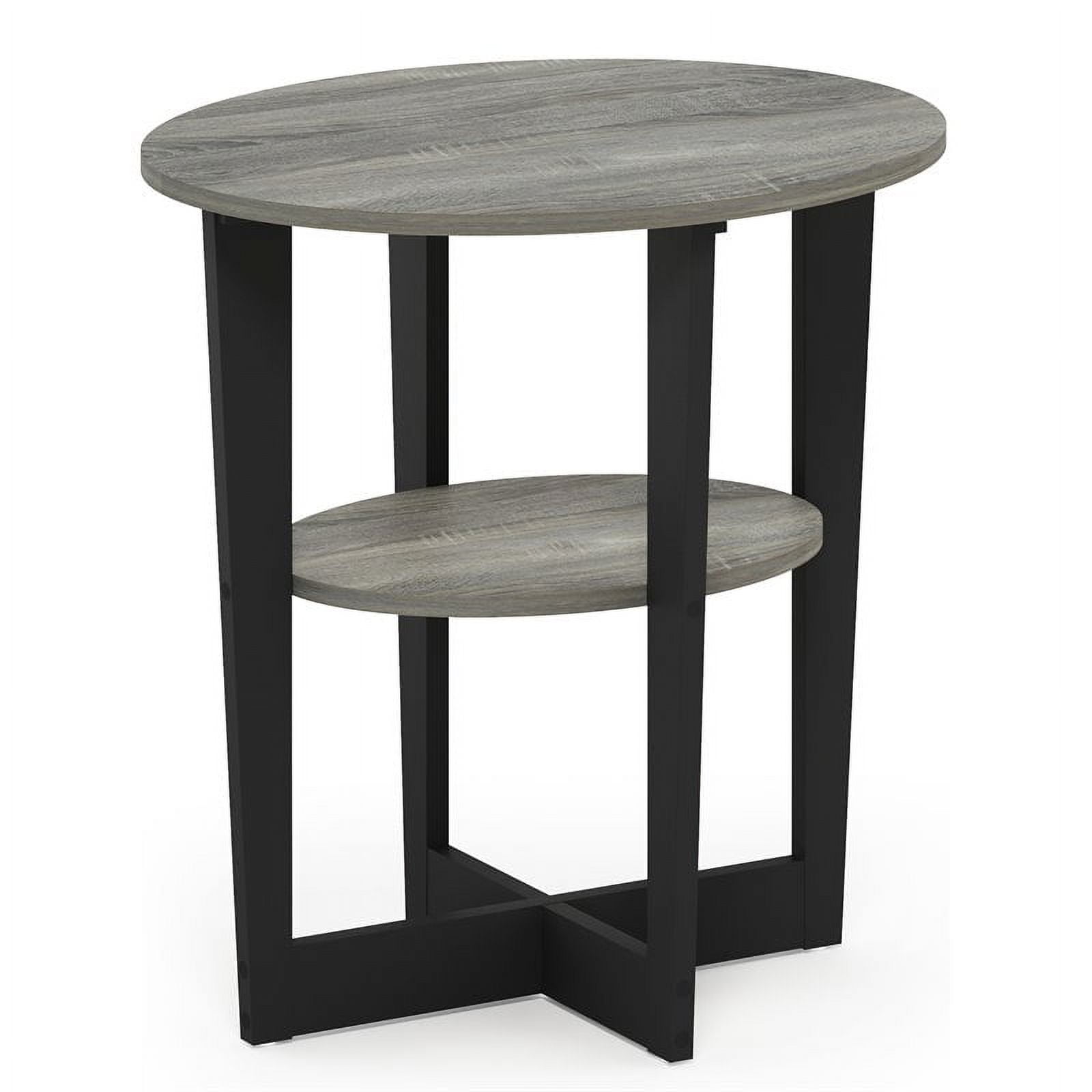 Furinno JAYA Oval End Table, French Oak Grey/Black