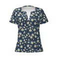 thumbnail image 3 of Naloa Daisy Floral B Print T-Shirts Short Sleeve V Neck Tees for Women Fashion Tops Trendy Lightweight Soft Casual Summer Outfits Clothes, 3 of 5
