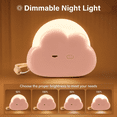 thumbnail image 4 of Cute children's night light, portable cloud night light for baby, 2 color dimmable rechargeable night light, battery powered night light for the table lamp next to(White), 4 of 6