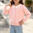 thumbnail image 5 of Jalioing Toddler Girls Sweater Cardigan Cute Lace Patchwork Long Sleeve Crew Neck Button Down Knit Cardigans 0-8 Years, 5 of 9