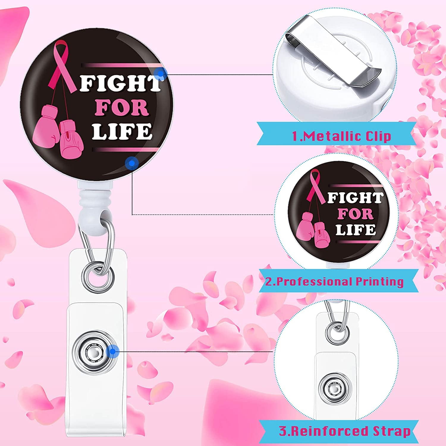 Ribbon Breast Cancer Awareness Id Badge Holder Mobile Phone