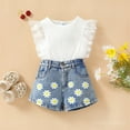 thumbnail image 2 of Edvintorg 1-6Y Girls Clothing Set Fashion Summer Suit Casual Round Neck Sleeveless Tank Tops Camisoles And Jeans Shorts Sets School Outfits Children Costume Girls, 2 of 7