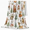thumbnail image 2 of Christmas Woodland Animals With Presents Flannel Blanket, Snowy Pine Tree Home Decor For Bedroom, Dorm And Nursery, Cozy Christmas Gift For Kids, Families And Animal Lovers, 2 of 7