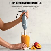Ninja Power Duo Immersion Mixer, Hand Stick Blender, 3 Speeds, with Whisk, SplatterShield, PanProtect, 3-Cup Blending Vessel, CI200 Gray